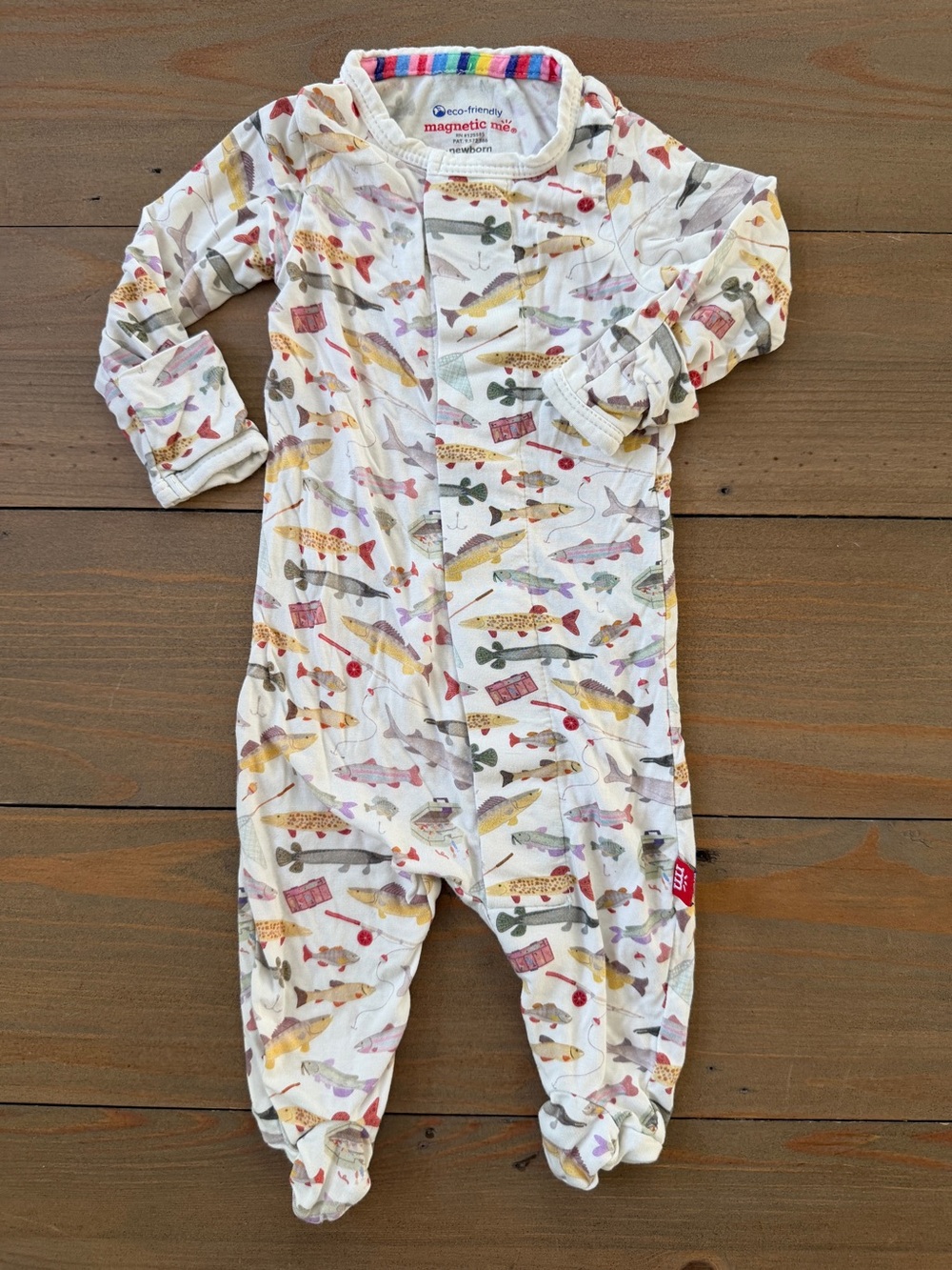 Magnetic Me Modal White Fish Print Footie - Newborn